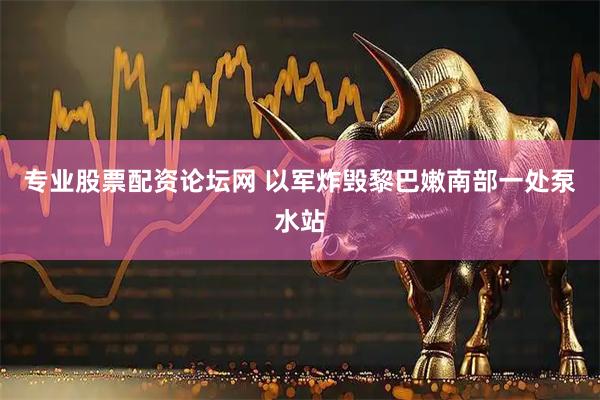 专业股票配资论坛网 以军炸毁黎巴嫩南部一处泵水站